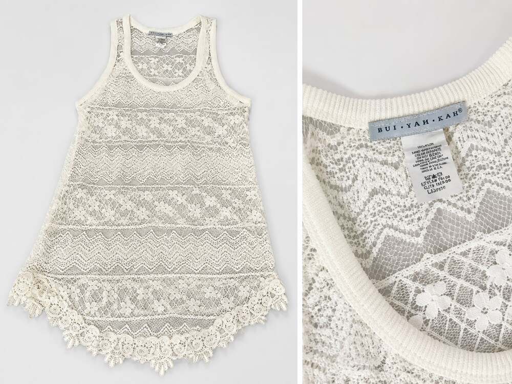 BUI YAH KAH Women's Ivory Crochet Lace Tank Top Mini Cover-Up